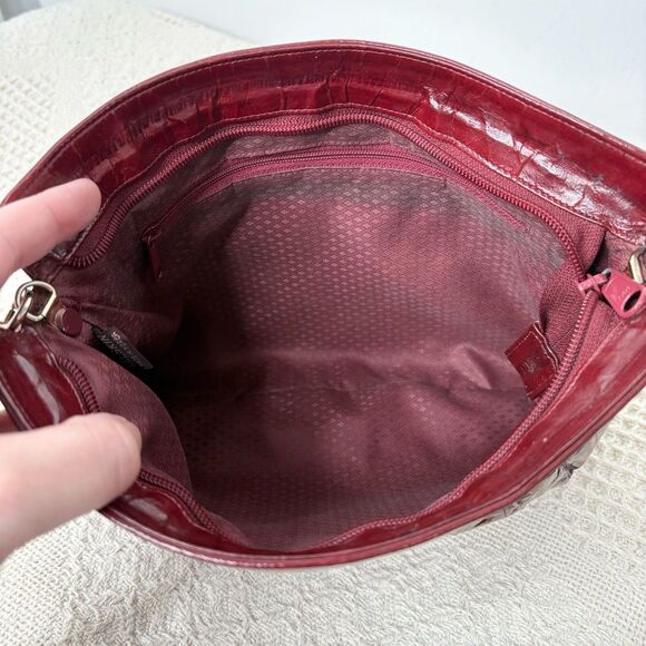 80s/90s Vintage Red Eel Skin Convertible Clutch Shoulder Bag Burgundy - Picture 6 of 7
